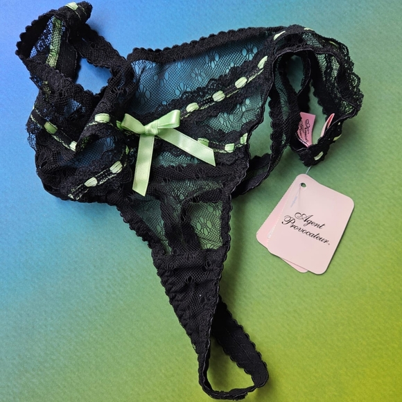 Agent Provocateur Black Green Knickers Forever Thong L Large - Picture 3 of 16